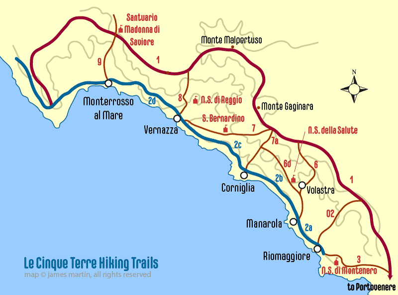 map cinque terre italy